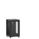 En kit - Baie de brassage 18U 600x600x1007mm (LxPxH) 500kg, Porte avant en verre / Porte arrière panneau plein, Sans panneaux latéraux
