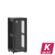En kit - Baie de brassage 27U 600x600x1407mm (LxPxH) 500kg, Porte avant en verre / Porte arrière panneau plein, Sans panneaux latéraux