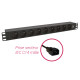 Multiprise rackable 19 pouces PDU 1U, 9 prises FR sans interrupteur et prise secteur IEC C14 mâle