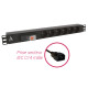 Multiprise rackable 19 pouces PDU 1U, 12 prises C13 avec disjoncteur et interrupteur à voyant lumineux et prise secteur IEC C14 mâle
