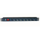 Multiprise rackable 19 pouces PDU 1U, 7 prises Schuko avec interrupteur à voyant lumineux