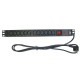 Multiprise rackable 19 pouces PDU 1U, 12 prises C13 avec disjoncteur et interrupteur à voyant lumineux