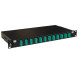 Tiroir optique 19'' avec 12 SC duplex multimode OM3 50/125 OM4 50/125 aqua / kit management