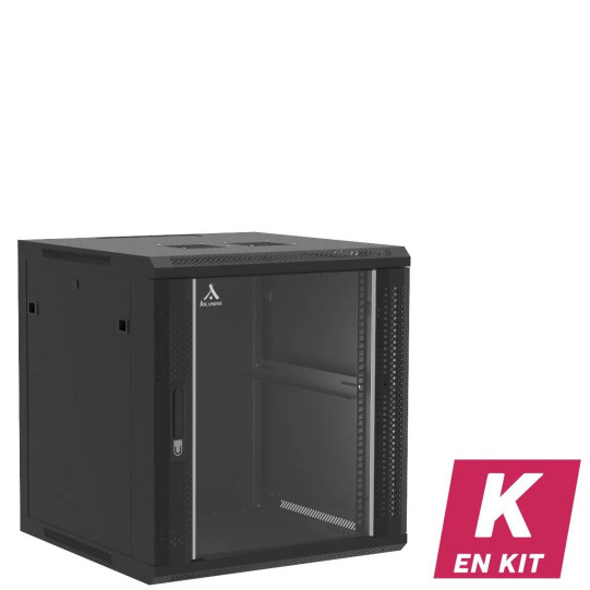 Coffret mural 12U en kit, Porte en verre, 600X600X635 LxPxH (mm) main product photo