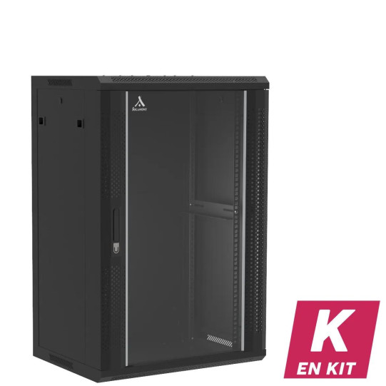 Coffret mural 18U en kit, Porte en verre, 600X450X901 LxPxH (mm) main product photo