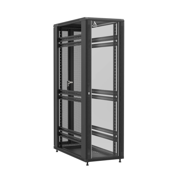 Baie en kit Ligne 1200 42U 600x1200mm, porte avant : Simple Verre, porte arrière : Double Nid d'Abeille, sans panneaux latéraux main product photo
