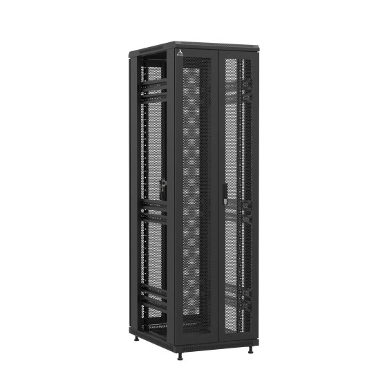 Baie en kit Ligne 1200 42U 600x800mm, porte avant : Double Nid d'Abeille, porte arrière : Double Nid d'Abeille, sans panneaux latéraux main product photo