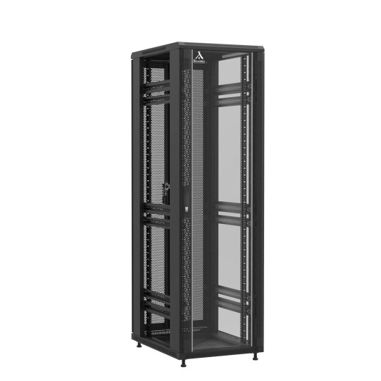 Baie en kit Ligne 1200 42U 600x800mm, porte avant : Simple Verre, porte arrière : Double Nid d'Abeille, sans panneaux latéraux main product photo