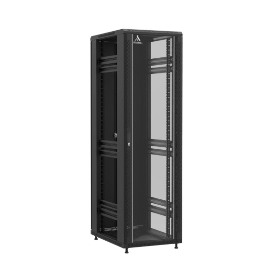 Baie montée Ligne 1200 42U 600x800mm, porte avant : Simple Verre, porte arrière : Double Pleine, sans panneaux latéraux main product photo