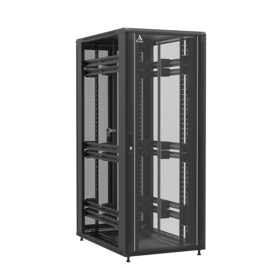 Baie en kit Ligne 1200 42U 800x1200mm, porte avant : Simple Verre, porte arrière : Double Nid d'Abeille, sans panneaux latéraux main product photo