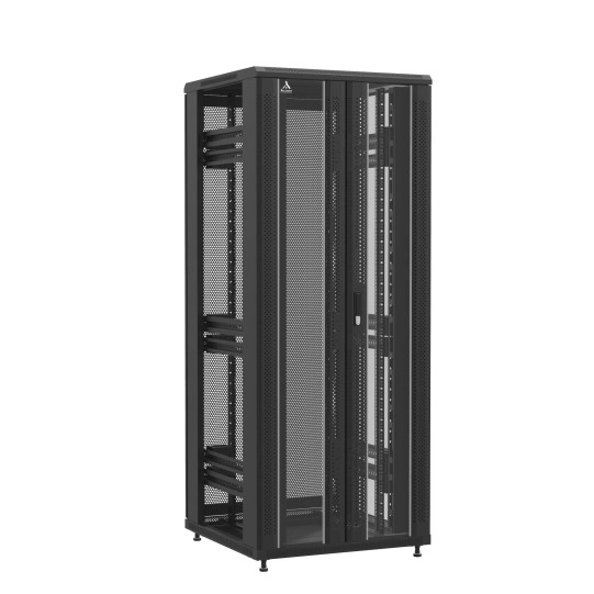 Baie en kit Ligne 1200 42U 800x800mm, porte avant : Double Verre, porte arrière : Double Nid d'Abeille, sans panneaux latéraux main product photo