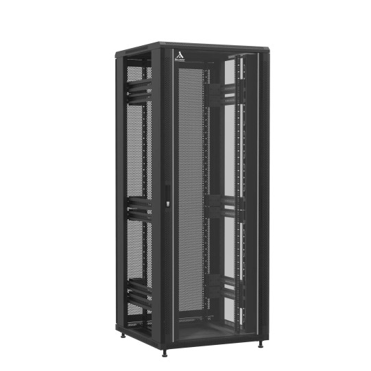 Baie en kit Ligne 1200 42U 800x800mm, porte avant : Simple Verre, porte arrière : Double Nid d'Abeille, sans panneaux latéraux main product photo