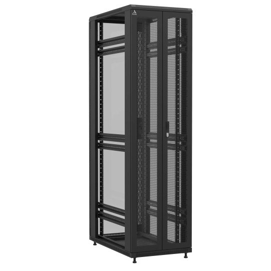 Baie en kit Ligne 1200 47U 600x1000mm, porte avant : Double Nid d'Abeille, porte arrière : Simple Verre, sans panneaux latéraux main product photo