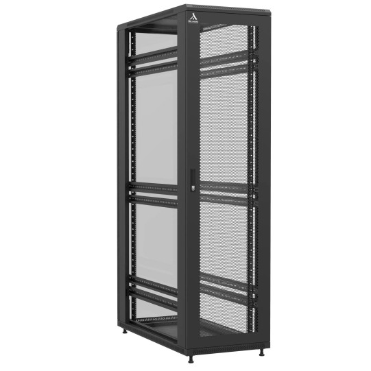 Baie en kit Ligne 1200 47U 600x1200mm, porte avant : Simple Nid d'Abeille, porte arrière : Simple Verre, sans panneaux latéraux main product photo