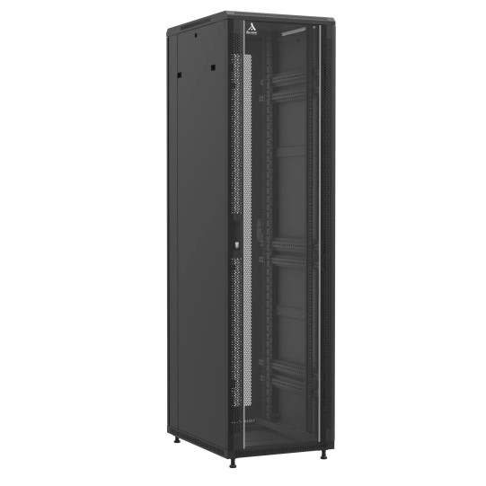 Baie en kit Ligne 1200 47U 600x800mm, porte avant : Simple Verre, porte arrière : Simple Nid d'Abeille, avec panneaux latéraux (71013) main product photo