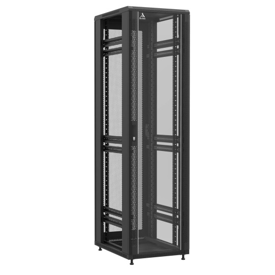 Baie en kit Ligne 1200 47U 600x800mm, porte avant : Simple Verre, porte arrière : Simple Nid d'Abeille, sans panneaux latéraux main product photo