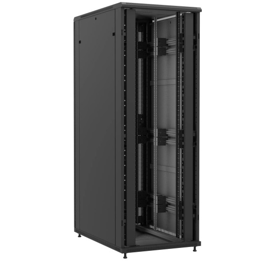 Baie en kit Ligne 1200 47U 800x1200mm, porte avant : Sans Porte, porte arrière : Simple Verre, avec panneaux latéraux main product photo