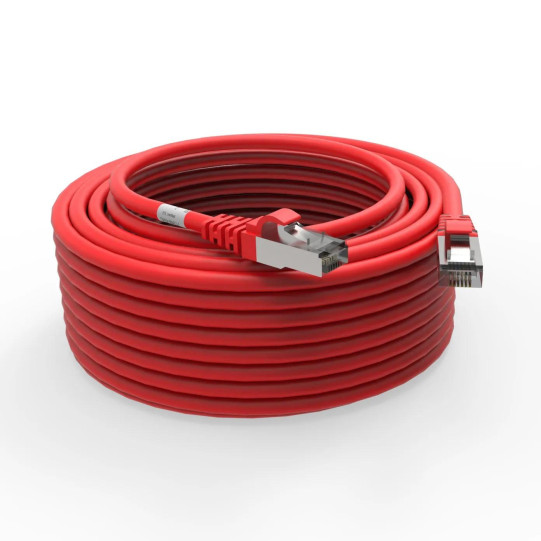 Cordon RJ45 cat7 SFTP 100 Ohms LSOH surmoulé rouge 15m main product photo