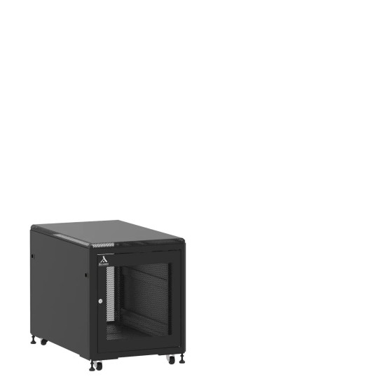 Mini baie de brassage 12U 600x1000x740mm (LxPxH) 500kg, Porte avant nid d'abeille / Sans porte arrière main product photo