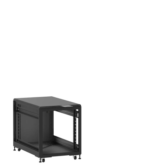 Mini baie de brassage 12U 600x1000x740mm (LxPxH) 500kg, Sans porte avant / Porte arrière panneau plein, Sans panneaux latéraux main product photo