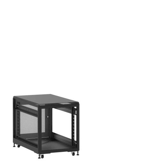 Mini baie de brassage 12U 600x1000x740mm (LxPxH) 500kg, Sans porte avant / Porte arrière nid d'abeille, Sans panneaux latéraux main product photo