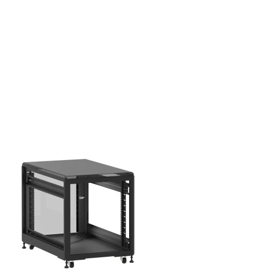 Mini baie de brassage 12U 600x1000x740mm (LxPxH) 500kg, Sans porte avant / Porte arrière en verre, Sans panneaux latéraux main product photo