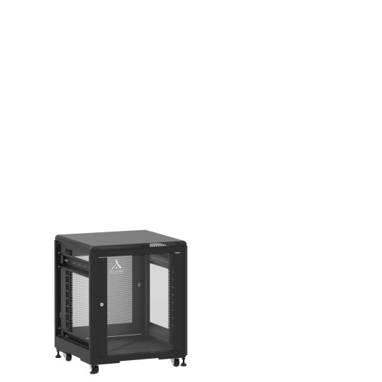 En kit - Mini baie de brassage 12U 600x600x740mm (LxPxH) 500kg, Porte avant en verre / Porte arrière nid d'abeille, Sans panneaux latéraux main product photo