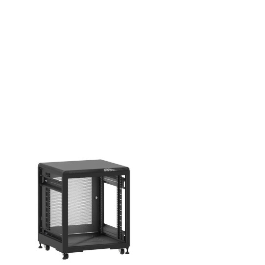 En kit - Mini baie de brassage 12U 600x600x740mm (LxPxH) 500kg, Sans porte avant / Porte arrière nid d'abeille, Sans panneaux latéraux main product photo