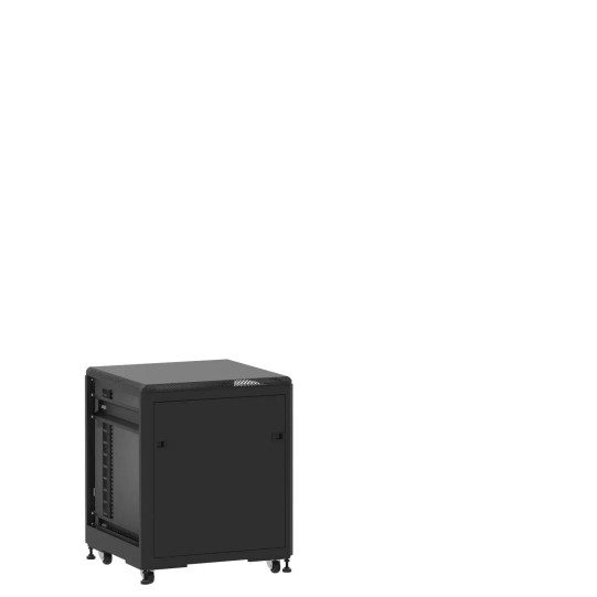 Mini baie de brassage 12U 600x600x740mm (LxPxH) 500kg, Porte avant et arrière panneau plein, Sans panneaux latéraux main product photo