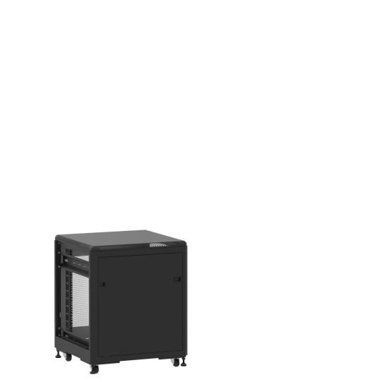 Mini baie de brassage 12U 600x600x740mm (LxPxH) 500kg, Porte avant panneau plein / Porte arrière nid d'abeille, Sans panneaux latéraux main product photo