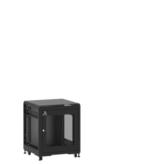 Mini baie de brassage 12U 600x600x740mm (LxPxH) 500kg, Porte avant nid d'abeille / Porte arrière panneau plein, Sans panneaux latéraux main product photo