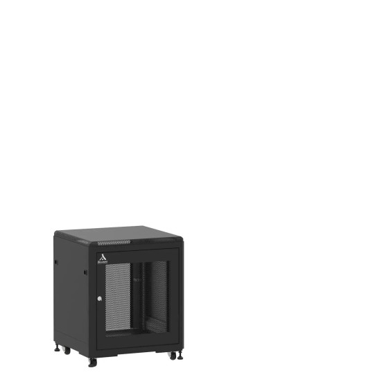Mini baie de brassage 12U 600x600x740mm (LxPxH) 500kg, Porte avant nid d'abeille / Porte arrière en verre main product photo
