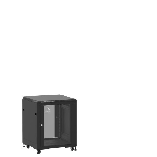Mini baie de brassage 12U 600x600x740mm (LxPxH) 500kg, Porte avant et arrière en verre main product photo