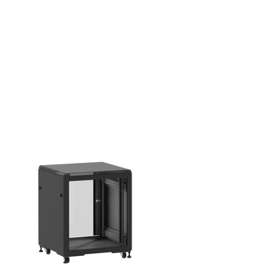 Mini baie de brassage 12U 600x600x740mm (LxPxH) 500kg, Sans porte avant / Porte arrière en verre main product photo