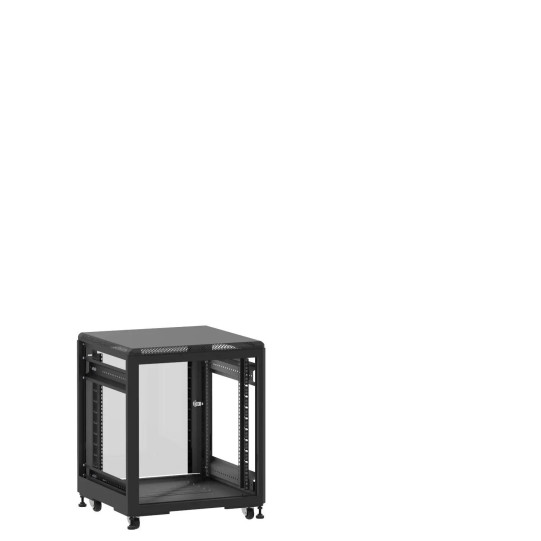 Mini baie de brassage 12U 600x600x740mm (LxPxH) 500kg, Sans porte avant / Porte arrière en verre, Sans panneaux latéraux main product photo