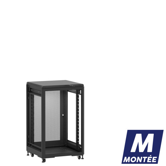 Baie de brassage 18U 600x600x1007mm (LxPxH) 500kg, Sans porte avant / Porte arrière nid d'abeille, Sans panneaux latéraux main product photo