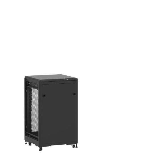 En kit - Baie de brassage 18U 600x600x1007mm (LxPxH) 500kg, Porte avant panneau plein / Porte arrière nid d'abeille, Sans panneaux latéraux main product photo