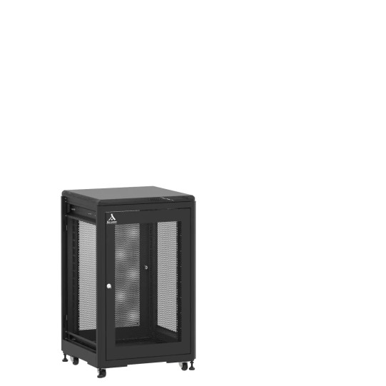 En kit - Baie de brassage 18U 600x600x1007mm (LxPxH) 500kg, Porte avant et arrière nid d'abeille, Sans panneaux latéraux main product photo