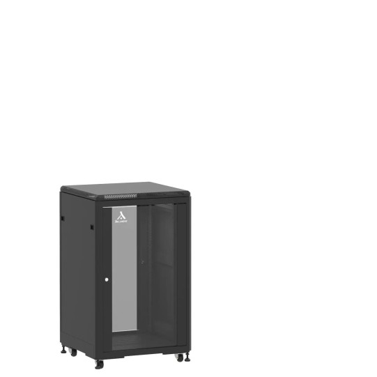 En kit - Baie de brassage 18U 600x600x1007mm (LxPxH) 500kg, Porte avant et arrière en verre main product photo