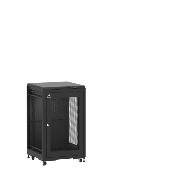 Baie de brassage 18U 600x600x1007mm (LxPxH) 500kg, Porte avant nid d'abeille / Porte arrière panneau plein, Sans panneaux latéraux main product photo