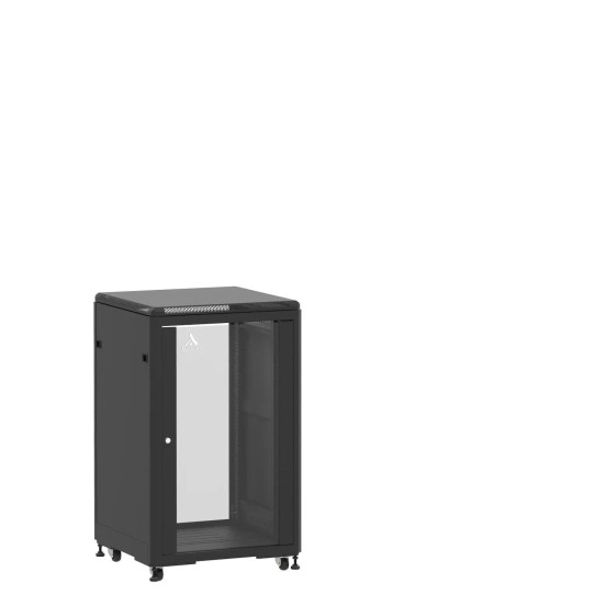 Baie de brassage 18U 600x600x1007mm (LxPxH) 500kg, Porte avant en verre / Sans porte arrière main product photo