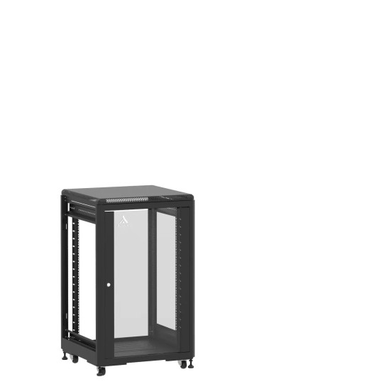 Baie de brassage 18U 600x600x1007mm (LxPxH) 500kg, Porte avant en verre / Sans porte arrière, Sans panneaux latéraux main product photo