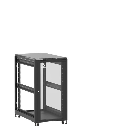 Baie de brassage 21U 600x1000x1141mm (LxPxH) 500kg, Porte avant en verre / Sans porte arrière, Sans panneaux latéraux main product photo