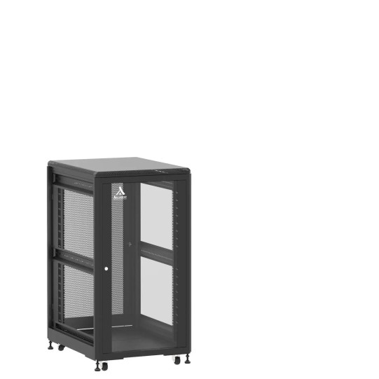 Baie de brassage 21U 600x800x1141mm (LxPxH) 500kg, Porte avant en verre / Porte arrière nid d'abeille, Sans panneaux latéraux main product photo