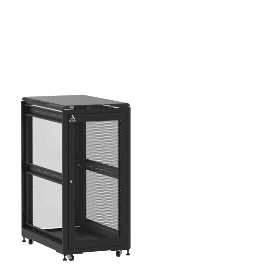 Baie 24U 600x1000mm, porte avant : Simple Nid d'Abeille, porte arrière : Simple Verre, sans panneaux latéraux main product photo