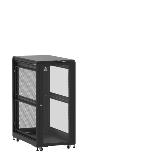 Baie 24U 600x1000mm, porte avant : Simple Verre, porte arrière : Simple Nid d'Abeille, sans panneaux latéraux main product photo