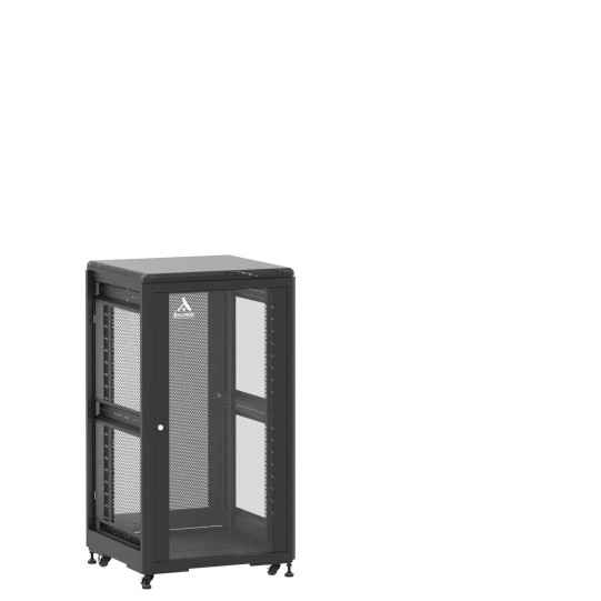 Baie 24U 600x600mm, porte avant : Simple Verre, porte arrière : Simple Nid d'Abeille, sans panneaux latéraux main product photo