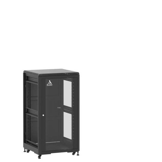 Baie 24U 600x600mm, porte avant : Simple Verre, porte arrière : Simple Pleine, sans panneaux latéraux main product photo