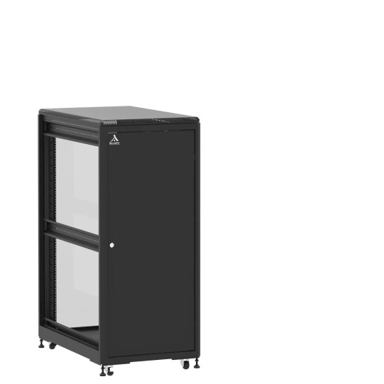 En kit - Baie 27U 600x1000mm, porte avant : Simple Pleine, porte arrière : Simple Verre, sans panneaux latéraux main product photo