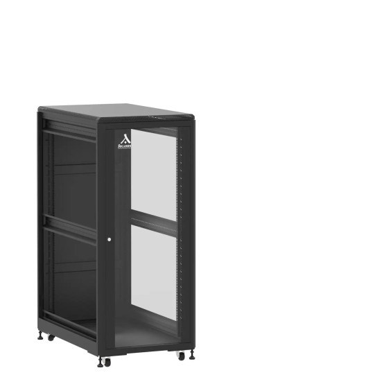 Baie de brassage 27U 600x1000x1407mm (LxPxH) 500kg, Porte avant en verre / Porte arrière panneau plein, Sans panneaux latéraux main product photo